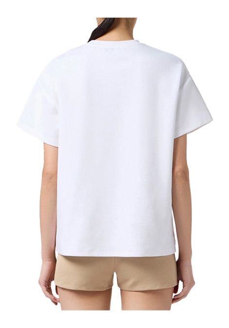 T-shirt ELISABETTA FRANCHI donna MA02256 Bianca over cotone maniche corte logo a contrasto ELISABETTA FRANCHI | T-shirt | MA02256270